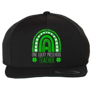 One Lucky Preschool Teacher St Patricks Day Funny Rainbow Wool Snapback Cap