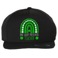 One Lucky Preschool Teacher St Patricks Day Funny Rainbow Wool Snapback Cap