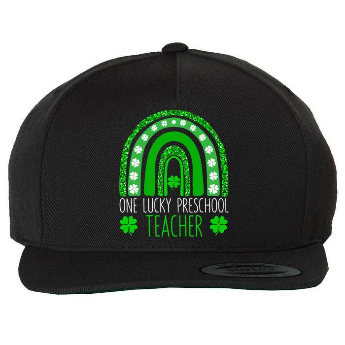 One Lucky Preschool Teacher St Patricks Day Funny Rainbow Wool Snapback Cap