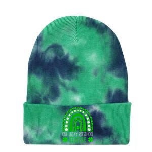 One Lucky Preschool Teacher St Patricks Day Funny Rainbow Tie Dye 12in Knit Beanie