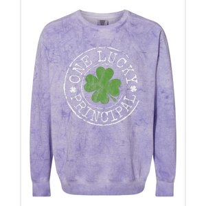 One Lucky Principal Irish Shamrocks Teacher St Patrick's Day Colorblast Crewneck Sweatshirt