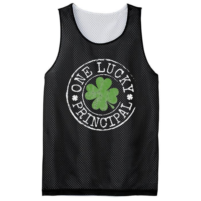 One Lucky Principal Irish Shamrocks Teacher St Patrick's Day Mesh Reversible Basketball Jersey Tank