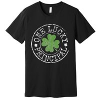 One Lucky Principal Irish Shamrocks Teacher St Patrick's Day Premium T-Shirt