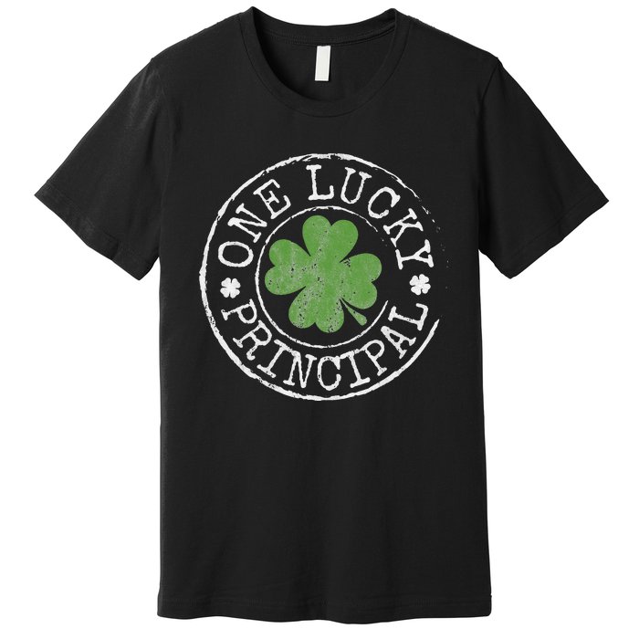 One Lucky Principal Irish Shamrocks Teacher St Patrick's Day Premium T-Shirt