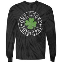 One Lucky Principal Irish Shamrocks Teacher St Patrick's Day Tie-Dye Long Sleeve Shirt