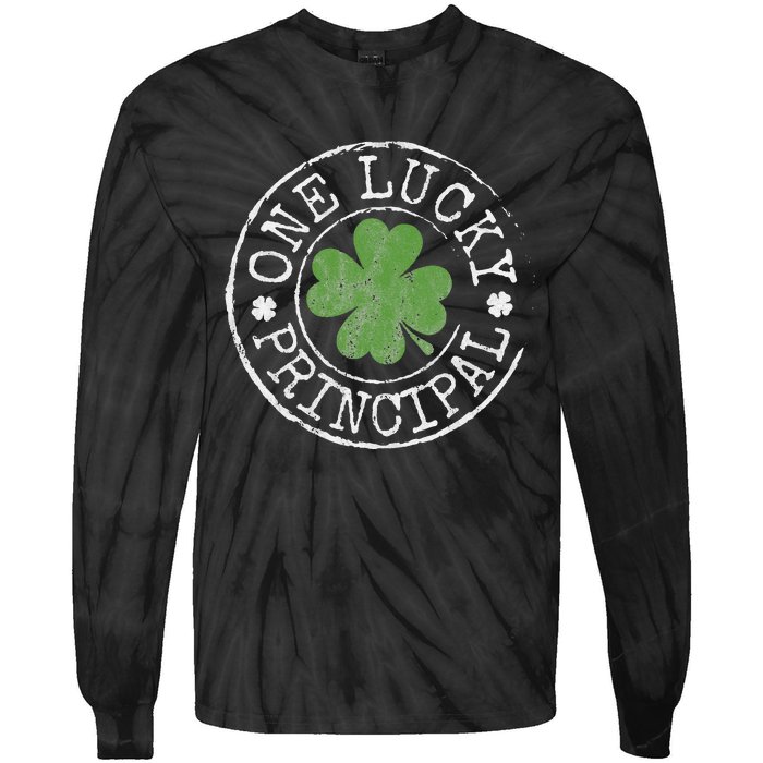 One Lucky Principal Irish Shamrocks Teacher St Patrick's Day Tie-Dye Long Sleeve Shirt