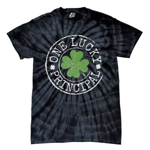 One Lucky Principal Irish Shamrocks Teacher St Patrick's Day Tie-Dye T-Shirt