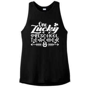 One Lucky Preschool Teacher St Patrick's Day Meaningful Gift Ladies PosiCharge Tri-Blend Wicking Tank