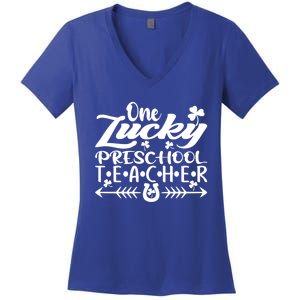 One Lucky Preschool Teacher St Patrick's Day Meaningful Gift Women's V-Neck T-Shirt