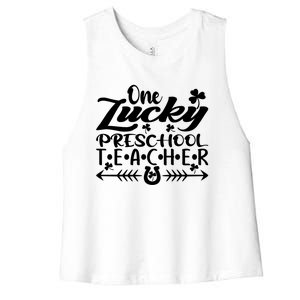 One Lucky Preschool Teacher St Patrick's Day Meaningful Gift Women's Racerback Cropped Tank