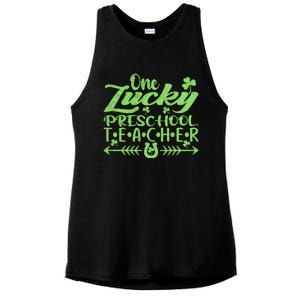 One Lucky Preschool Teacher St Patrick's Day Cool Gift Ladies PosiCharge Tri-Blend Wicking Tank