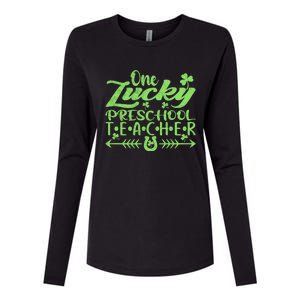 One Lucky Preschool Teacher St Patrick's Day Cool Gift Womens Cotton Relaxed Long Sleeve T-Shirt