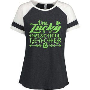 One Lucky Preschool Teacher St Patrick's Day Cool Gift Enza Ladies Jersey Colorblock Tee