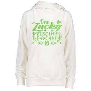 One Lucky Preschool Teacher St Patrick's Day Cool Gift Womens Funnel Neck Pullover Hood