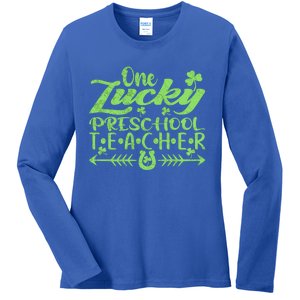 One Lucky Preschool Teacher St Patrick's Day Cool Gift Ladies Long Sleeve Shirt