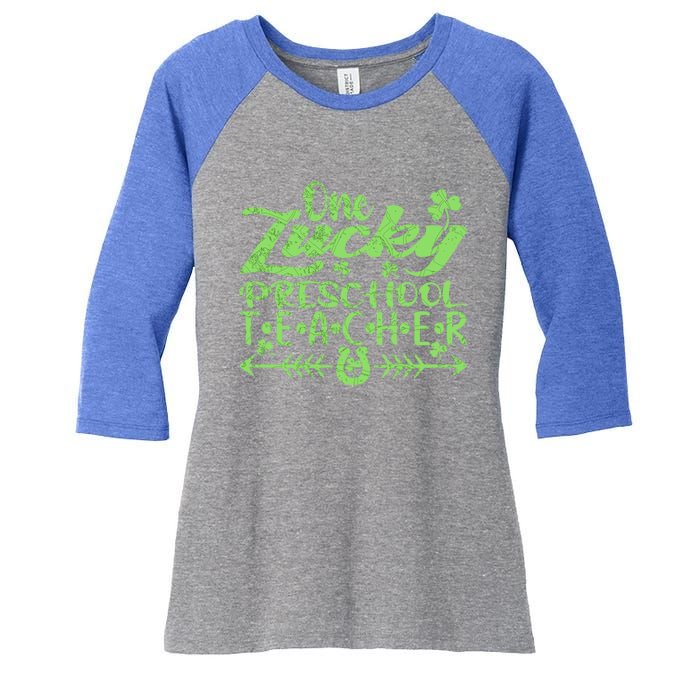 One Lucky Preschool Teacher St Patrick's Day Cool Gift Women's Tri-Blend 3/4-Sleeve Raglan Shirt