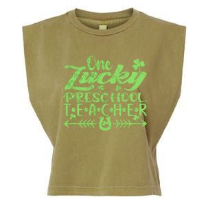 One Lucky Preschool Teacher St Patrick's Day Cool Gift Garment-Dyed Women's Muscle Tee