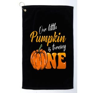 Our Little Pumpkin is Turning One 1st Birthday Halloween Platinum Collection Golf Towel