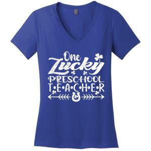 One Lucky Preschool Teacher St Patrick's Day Meaningful Gift Women's V-Neck T-Shirt