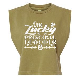 One Lucky Preschool Teacher St Patrick's Day Meaningful Gift Garment-Dyed Women's Muscle Tee