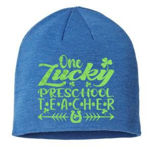 One Lucky Preschool Teacher St Patrick's Day Gift Sustainable Beanie