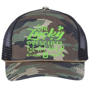 One Lucky Preschool Teacher St Patrick's Day Gift Retro Rope Trucker Hat Cap