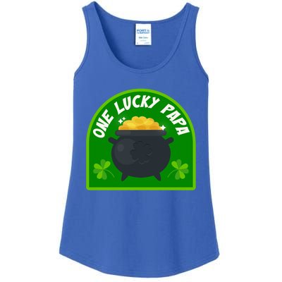 One Lucky Papa Father Fatherhood Fathers Day Cool Gift Ladies Essential Tank