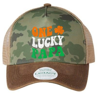 One Lucky Papa Retro Irish Flag Matching St Patricks Day Legacy Tie Dye Trucker Hat