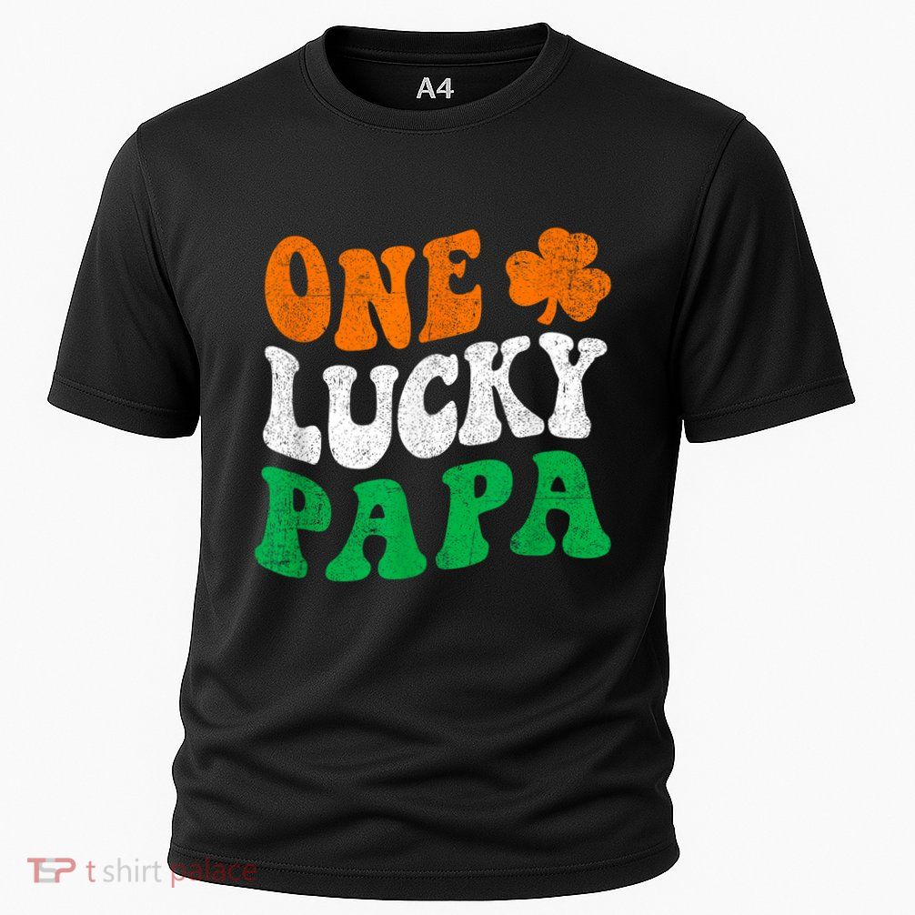 One Lucky Papa Retro Irish Flag Matching St Patricks Day Performance Shirt