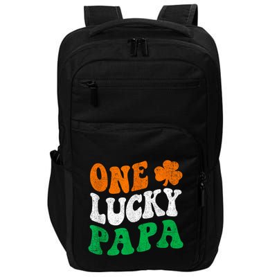 One Lucky Papa Retro Irish Flag Matching St Patricks Day Impact Tech Backpack