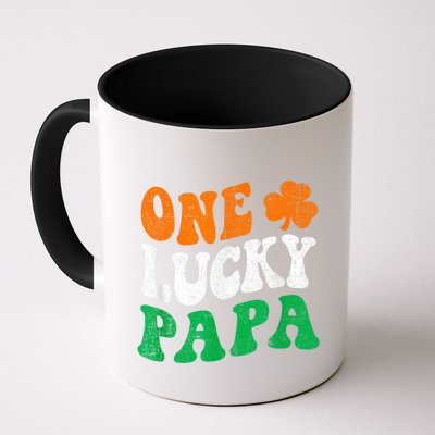 One Lucky Papa Retro Irish Flag Matching St Patricks Day Mug