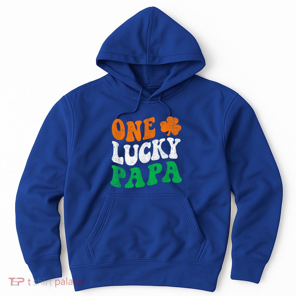 One Lucky Papa Retro Irish Flag Matching St Patricks Day Hoodie