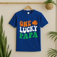 One Lucky Papa Retro Irish Flag Matching St Patricks Day T-Shirt