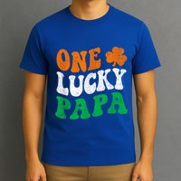 One Lucky Papa Retro Irish Flag Matching St Patricks Day T-Shirt