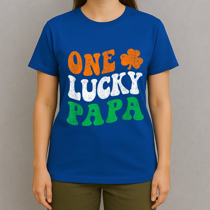 One Lucky Papa Retro Irish Flag Matching St Patricks Day T-Shirt