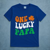 One Lucky Papa Retro Irish Flag Matching St Patricks Day T-Shirt