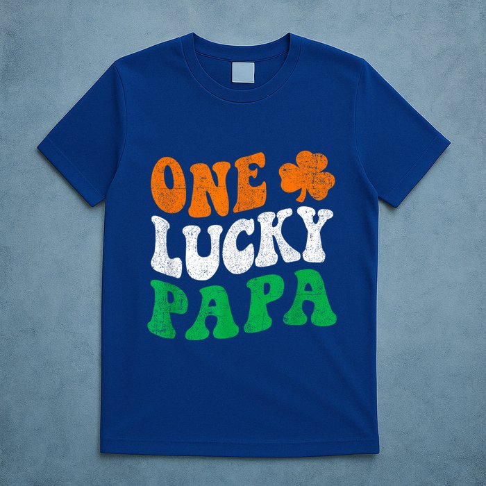 One Lucky Papa Retro Irish Flag Matching St Patricks Day T-Shirt