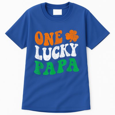 One Lucky Papa Retro Irish Flag Matching St Patricks Day Tall T-Shirt