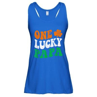 One Lucky Papa Retro Irish Flag Matching St Patricks Day Ladies Essential Flowy Tank