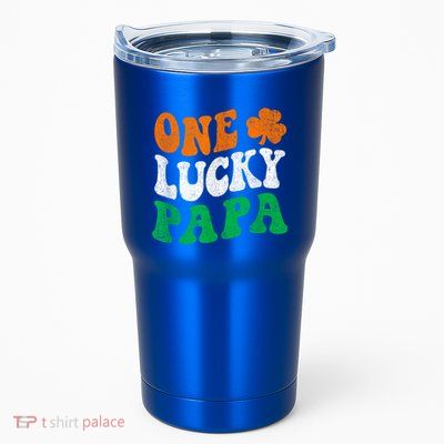 One Lucky Papa Retro Irish Flag Matching St Patricks Day Tumbler