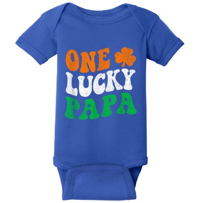 One Lucky Papa Retro Irish Flag Matching St Patricks Day Baby Bodysuit