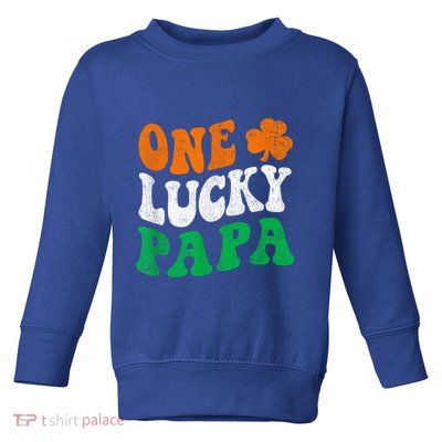 One Lucky Papa Retro Irish Flag Matching St Patricks Day Toddler Sweatshirt