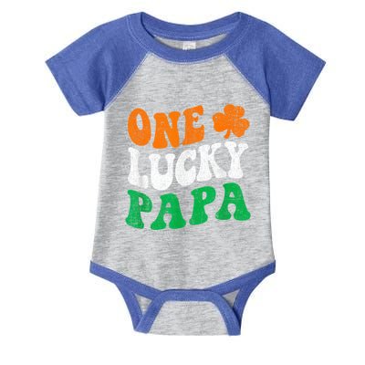 One Lucky Papa Retro Irish Flag Matching St Patricks Day Infant Baby Jersey Bodysuit