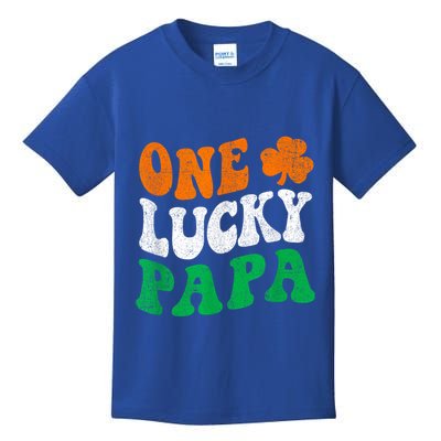 One Lucky Papa Retro Irish Flag Matching St Patricks Day Kids T-Shirt