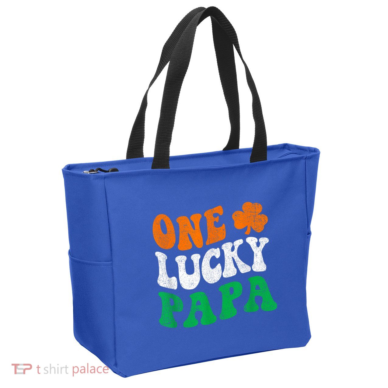One Lucky Papa Retro Irish Flag Matching St Patricks Day Zip Tote Bag