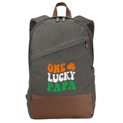 One Lucky Papa Retro Irish Flag Matching St Patricks Day Cotton Canvas Backpack