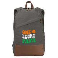 One Lucky Papa Retro Irish Flag Matching St Patricks Day Cotton Canvas Backpack
