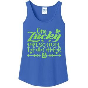 One Lucky Preschool Teacher St Patrick's Day Gift Ladies Essential Tank