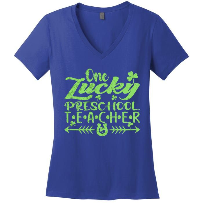 One Lucky Preschool Teacher St Patrick's Day Gift Women's V-Neck T-Shirt