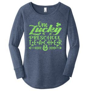 One Lucky Preschool Teacher St Patrick's Day Gift Women's Perfect Tri Tunic Long Sleeve Shirt